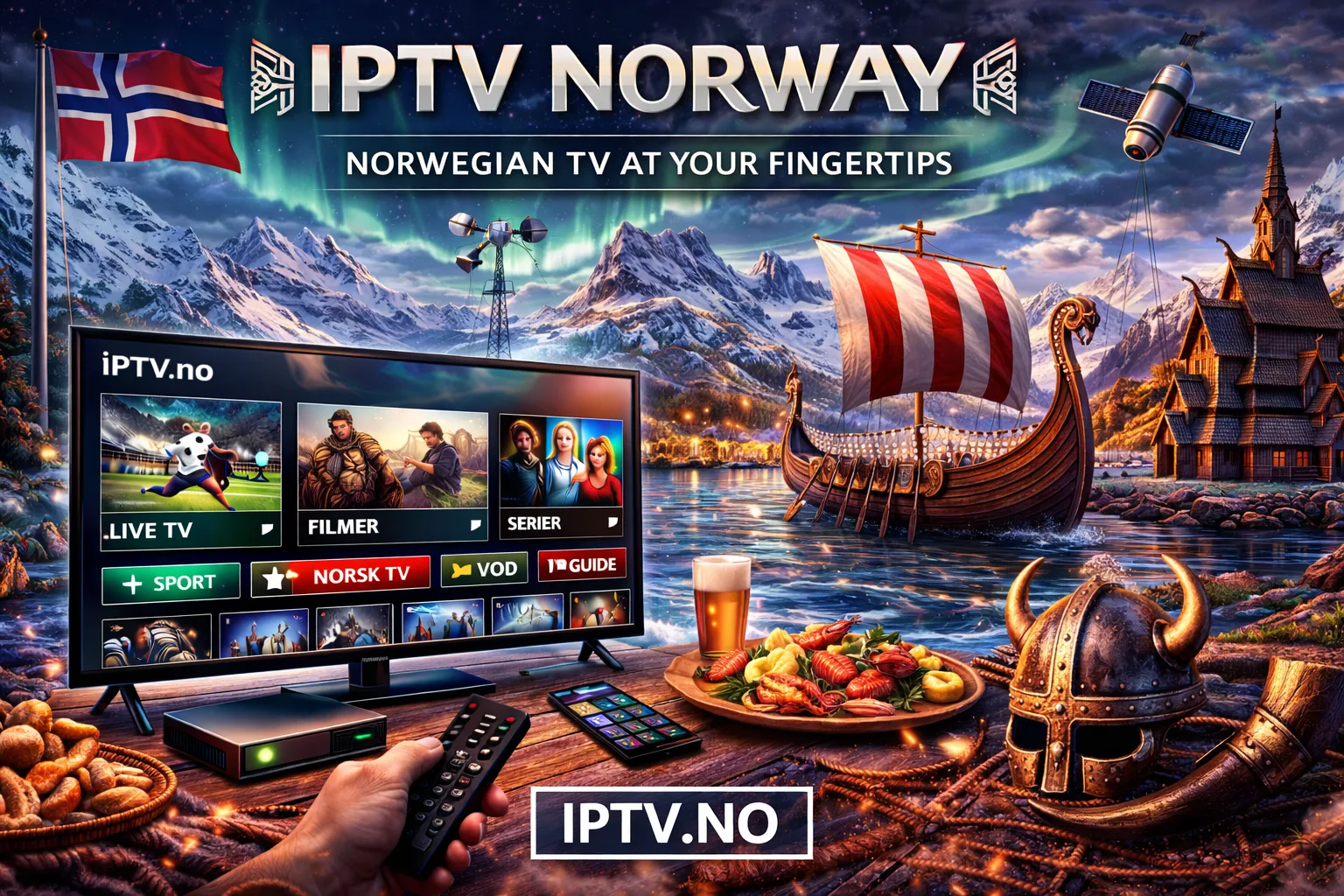 IPTV Norway 2026 — Se 50 000+ direktekanaler i Norge; Smart TV, mobil og nettbrett med iptv-no.com