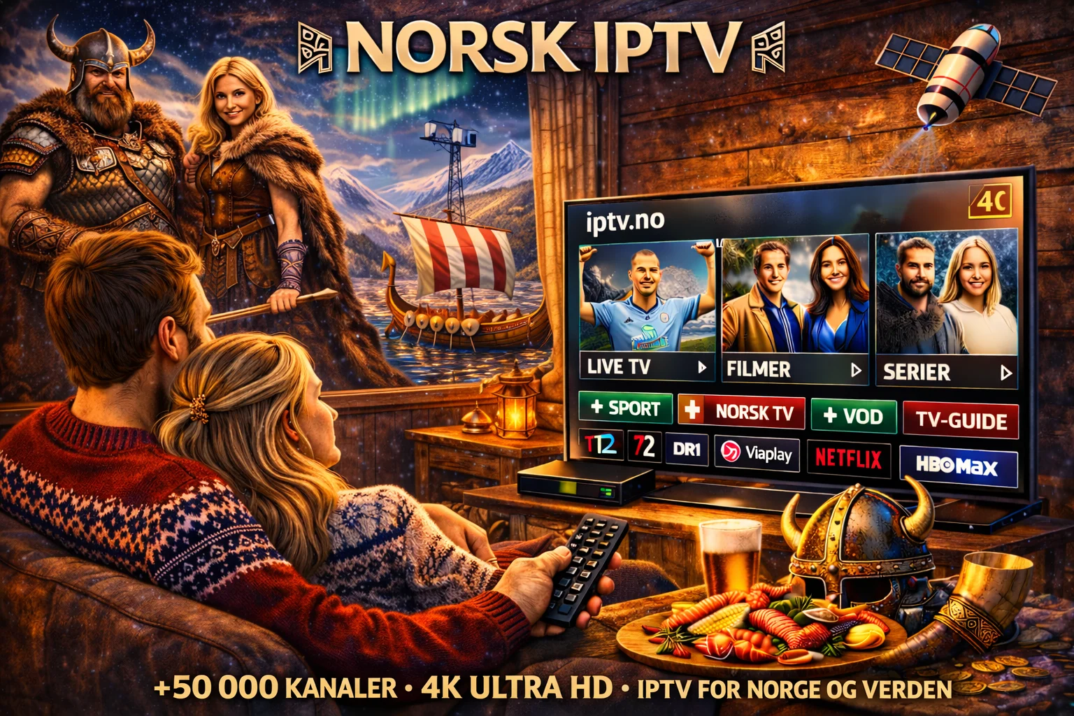 Norsk IPTV 2026 — Den komplette guiden til beste norsk IPTV-tjeneste med NRK, TV 2 og 50 000+ kanaler på Smart TV og mobil