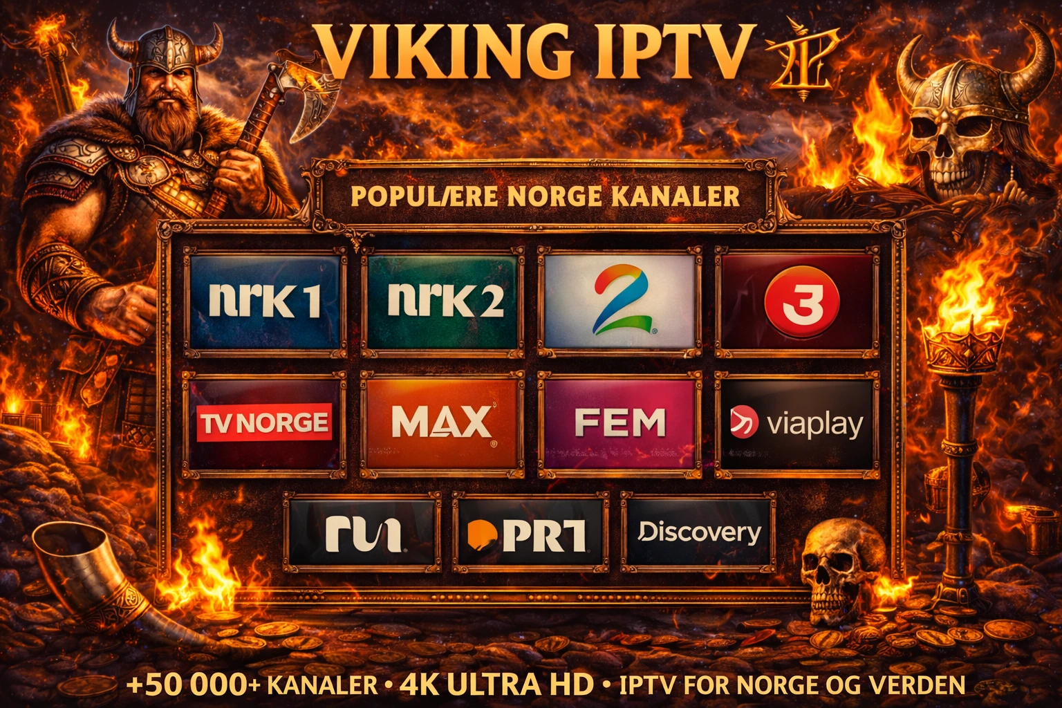 Viking IPTV kanaler 2026 — NRK, SVT, DR, Yle og 50 000+ kanaler fra hele Norden tilgjengelig på Smart TV og mobil